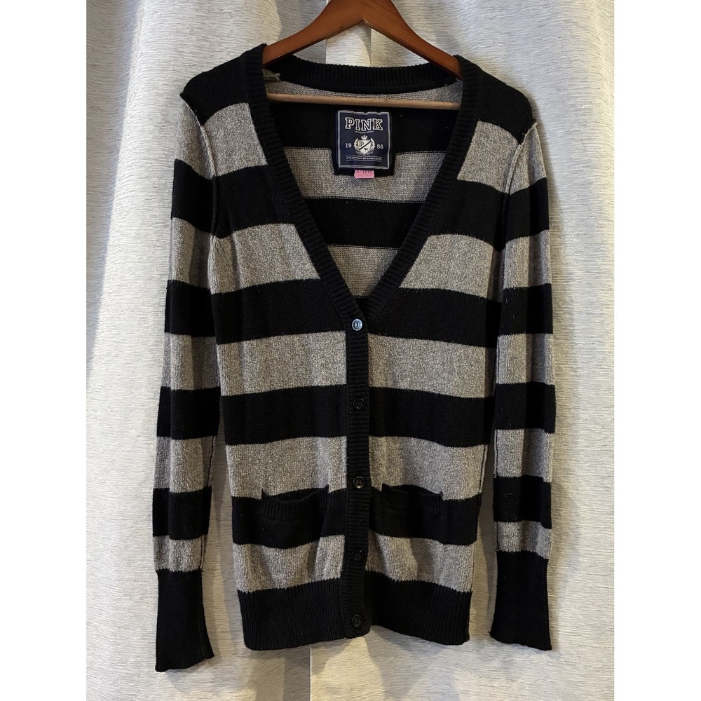 Y2K pink‎ victoria secret striped Knit cardigan Size XS